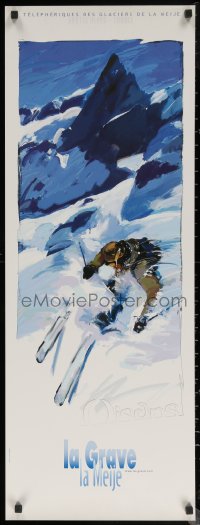 6s0158 LA GRAVE LA MEIJE 15x39 French travel poster 2000s skier going down a mountain by Dardelet!