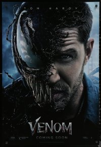 6s1277 VENOM int'l teaser DS 1sh 2018 Marvel, great image of Tom Hardy in the title role transforming!