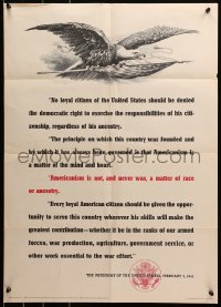 6s0205 AMERICANISM IS NOT & NEVER WAS A MATTER OF RACE OR ANCESTRY 20x28 WWII war poster 1943