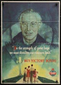 6s0207 BUY VICTORY BONDS 19x26 WWII war poster 1945 Beall art of President Franklin Roosevelt!