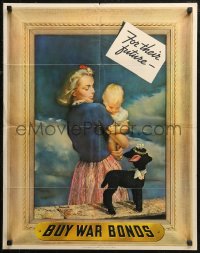 6s0208 BUY WAR BONDS 22x28 WWII war poster 1943 A.E.O. Munsell art of woman w/baby by toy lamb