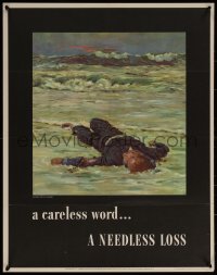 6s0209 CARELESS WORD A NEEDLESS LOSS 22x28 WWII war poster 1943 Anton Fischer art of fallen sailor!