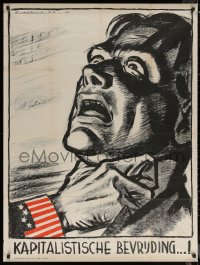 6s0211 KAPITALISTISCHE BEVRIJDING 33x44 Dutch WWII war poster 1944 KoekKoek art of man being choked!