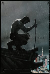 6s1289 WOLVERINE style B int'l teaser DS 1sh 2013 barechested Jackman kneeling on rooftop in rain!