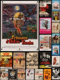 6t1089 LOT OF 32 FORMERLY FOLDED 23X32 FRENCH POSTERS 1950s-1990s a variety of cool movie images!