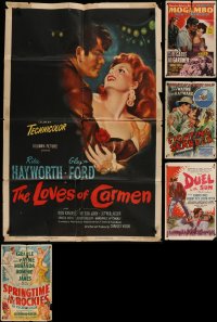 6t0384 LOT OF 5 FOLDED ONE-SHEETS 1940s-1960s great images from a variety of different movies!