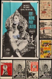 6t0370 LOT OF 11 FOLDED SEXPLOITATION ONE-SHEETS 1960s sexy images with censored nudity!