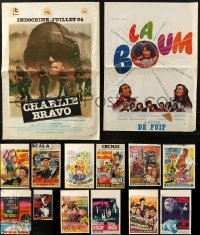 6t0911 LOT OF 16 FORMERLY FOLDED BELGIAN POSTERS 1950s-1980s great images from a variety of movies!