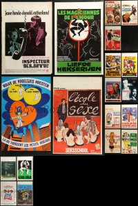 6t0906 LOT OF 19 UNFOLDED AND FORMERLY FOLDED BELGIAN POSTERS 1950s-1980s a variety of movie images!