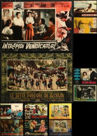 6t0973 LOT OF 16 FORMERLY FOLDED 19X27 ITALIAN PHOTOBUSTAS 1950s-1970s a variety of movie scenes!