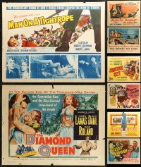 6t0997 LOT OF 12 FORMERLY FOLDED HALF-SHEETS 1950s great images from a variety of movies!