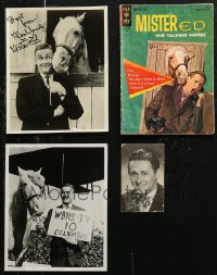 6t0788 LOT OF 4 MISTER ED MISCELLANEOUS ITEMS 1960s cool comic book & photos w/Alan Young & horse!