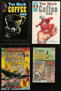 6t0596 LOT OF 4 UNDERGROUND COMIX 1970s-1990s Too Much Coffee Man, Freak Brothers, Fat Freddy's Cat
