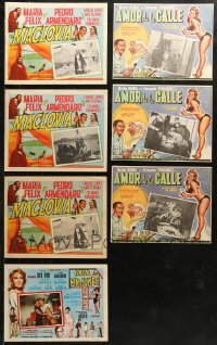 6t0606 LOT OF 7 MEXICAN LOBBY CARDS 1950s-1960s great movie scenes & border art!