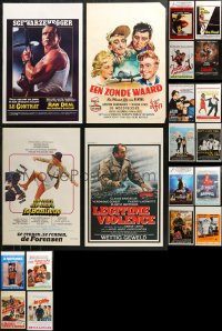 6t0902 LOT OF 23 MOSTLY UNFOLDED BELGIAN POSTERS 1960s-1990s great images from a variety of movies!