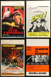 6t0915 LOT OF 12 FORMERLY FOLDED BELGIAN POSTERS 1950s-1970s great images from a variety of movies!