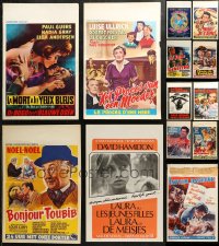 6t0914 LOT OF 13 FORMERLY FOLDED BELGIAN POSTERS 1950s-1970s great images from a variety of movies!