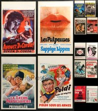 6t0913 LOT OF 14 FORMERLY FOLDED BELGIAN POSTERS 1950s-1980s great images from a variety of movies!