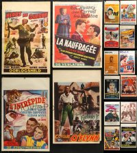 6t0912 LOT OF 15 FORMERLY FOLDED BELGIAN POSTERS 1950s-1980s great images from a variety of movies!