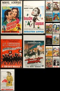 6t0910 LOT OF 17 FORMERLY FOLDED BELGIAN POSTERS 1950s-1960s great images from a variety of movies!