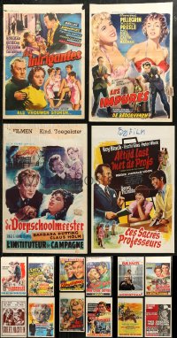 6t0905 LOT OF 20 FORMERLY FOLDED BELGIAN POSTERS 1950s-1970s great images from a variety of movies!