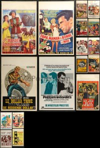 6t0904 LOT OF 21 FORMERLY FOLDED BELGIAN POSTERS 1950s-1960s great images from a variety of movies!
