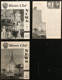 6t0289 LOT OF 3 WARNER CLUB EXHIBITOR MAGAZINES 1940s-1950s great images & info for theater owners!