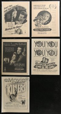 6t0217 LOT OF 5 FILM NOIR MAGAZINE ADS 1940s Murder My Sweet, Spellbound, The Killers & more!