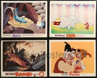 6t0494 LOT OF 4 WALT DISNEY RE-RELEASE LOBBY CARDS 1950s-1970s Alice in Wonderland, Bambi & more!