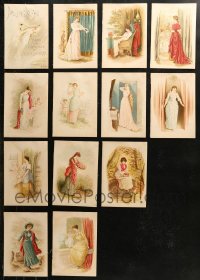 6t0153 LOT OF 13 MARY A. LATHBURY ILLUSTRATION BOOK PAGES 1880s chromograph prints of women!