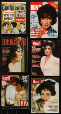 6t0209 LOT OF 6 MOVIE MAGAZINES WITH ELIZABETH TAYLOR COVERS 1960s-1990s Confidential & more!