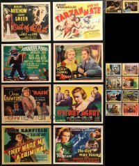 6t0601 LOT OF 42 REPRO LOBBY CARD PHOTOS 1980s great scenes & title card images from classic movies!