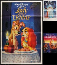 6t0383 LOT OF 5 FOLDED WALT DISNEY ONE-SHEETS 1980s-1990s from animated & live action movies!