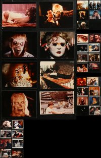 6t0821 LOT OF 37 COLOR MOSTLY HORROR 8X10 REPRO PHOTOS 1980s lots of special effects images!