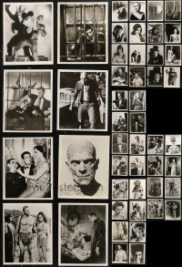 6t0812 LOT OF 69 MOSTLY HORROR 8X10 REPRO PHOTOS 1980s including many with stars in monster makeup!