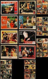 6t0815 LOT OF 54 COLOR HORROR LOBBY CARD 8X10 REPRO PHOTOS 1980s a variety of great movie images!
