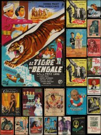 6t1090 LOT OF 28 FORMERLY FOLDED 23X32 FRENCH POSTERS 1940s-1970s a variety of cool movie images!