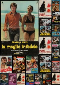 6t0965 LOT OF 37 FORMERLY FOLDED 26X38 ITALIAN PHOTOBUSTAS 1960s-1970s cool movie images!