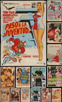 6t0630 LOT OF 20 FOLDED MEXICAN POSTERS 1950s-1960s great images from a variety of movies!