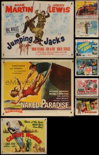 6t1000 LOT OF 9 MOSTLY FORMERLY FOLDED HALF-SHEETS 1950s great images from a variety of movies!