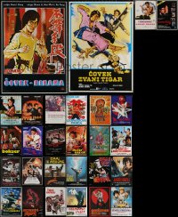6t0919 LOT OF 34 FORMERLY FOLDED KUNG FU YUGOSLAVIAN POSTERS 1970s-1990s cool movie images!