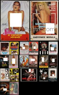 6t0921 LOT OF 21 FORMERLY FOLDED SEXPLOITATION YUGOSLAVIAN POSTERS 1970s-1980s with lots of nudity!