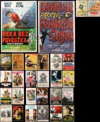 6t0918 LOT OF 37 FORMERLY FOLDED YUGOSLAVIAN POSTERS 1960s-1980s a variety of cool movie images!