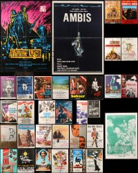 6t0917 LOT OF 39 FORMERLY FOLDED YUGOSLAVIAN POSTERS 1960s-1980s a variety of cool movie images!