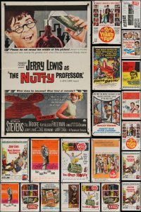 6t0320 LOT OF 34 FOLDED 1960s ONE-SHEETS 1960s great images for a variety of different movies!