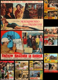 6t0974 LOT OF 14 FORMERLY FOLDED 19X27 ITALIAN PHOTOBUSTAS 1960s-1970s a variety of movie scenes!