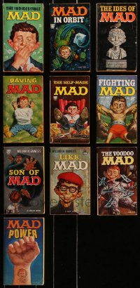 6t0103 LOT OF 10 MAD PAPERBACK BOOKS 1960s-1970s all with great cover art of Alfred E. Neuman!