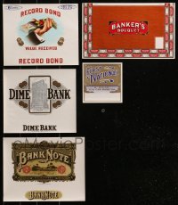 6t0785 LOT OF 5 CIGAR BOX LABELS 1930s-1940s Dime Bank, Bank Note, Banket's Bouquet, First National