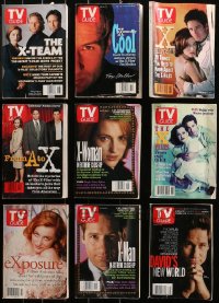 6t0189 LOT OF 9 TV GUIDE MAGAZINES WITH X-FILES COVERS 1995-1999 great images & articles!