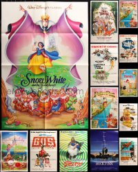 6t0363 LOT OF 13 FOLDED 1970S-90S WALT DISNEY ONE-SHEETS 1970s-1990s animated & live action movies!